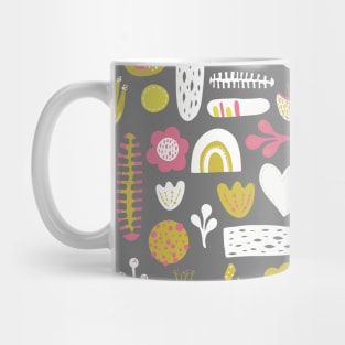 Scandinavian cute abstract shapes, flowers, hearts Mug